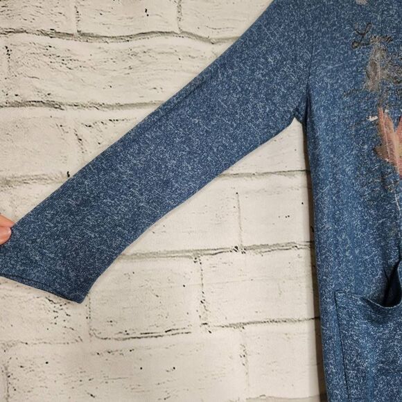 Jess and Jane Ferndale Knit Leaf Blue Long Sleeve Sweater Tunic Womens Small - Picture 5 of 16